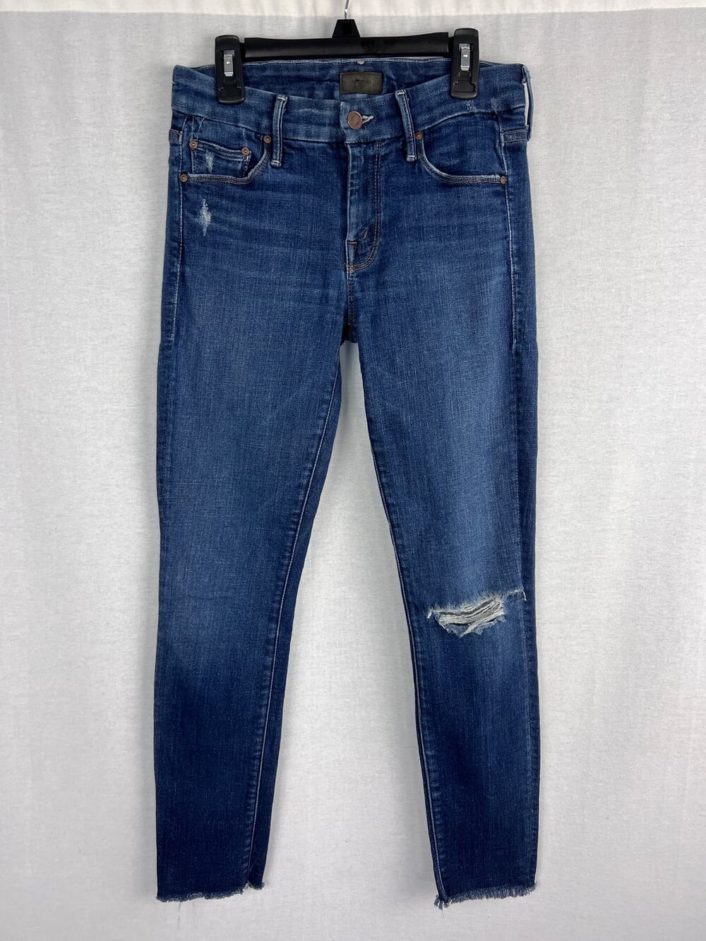 Mother Jeans Womens 26 The Looker Skinny Fray Partner In Crime Dark Wash Basic